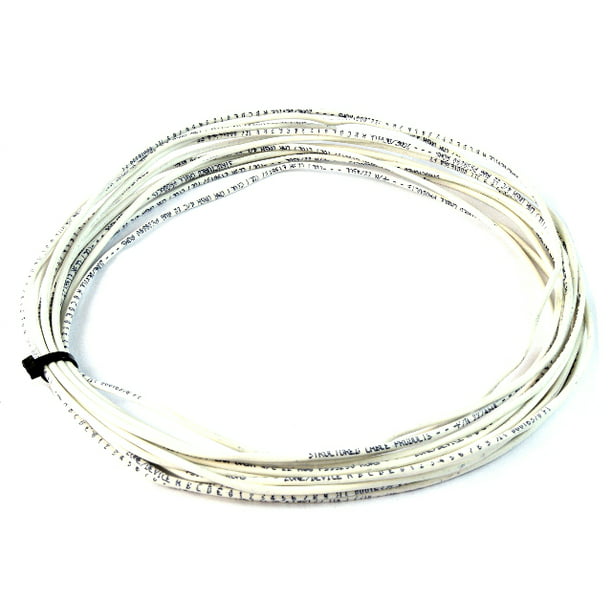 22 Gauge 2 Conductor White Stranded Copper Security Alarm Wire Cable 